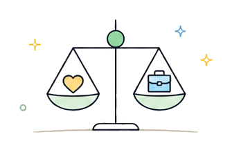 A balance weighing personal priorities and practical needs.